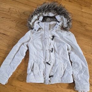 Abercrombie and Fitch bomber jacket coat fur hood Medium